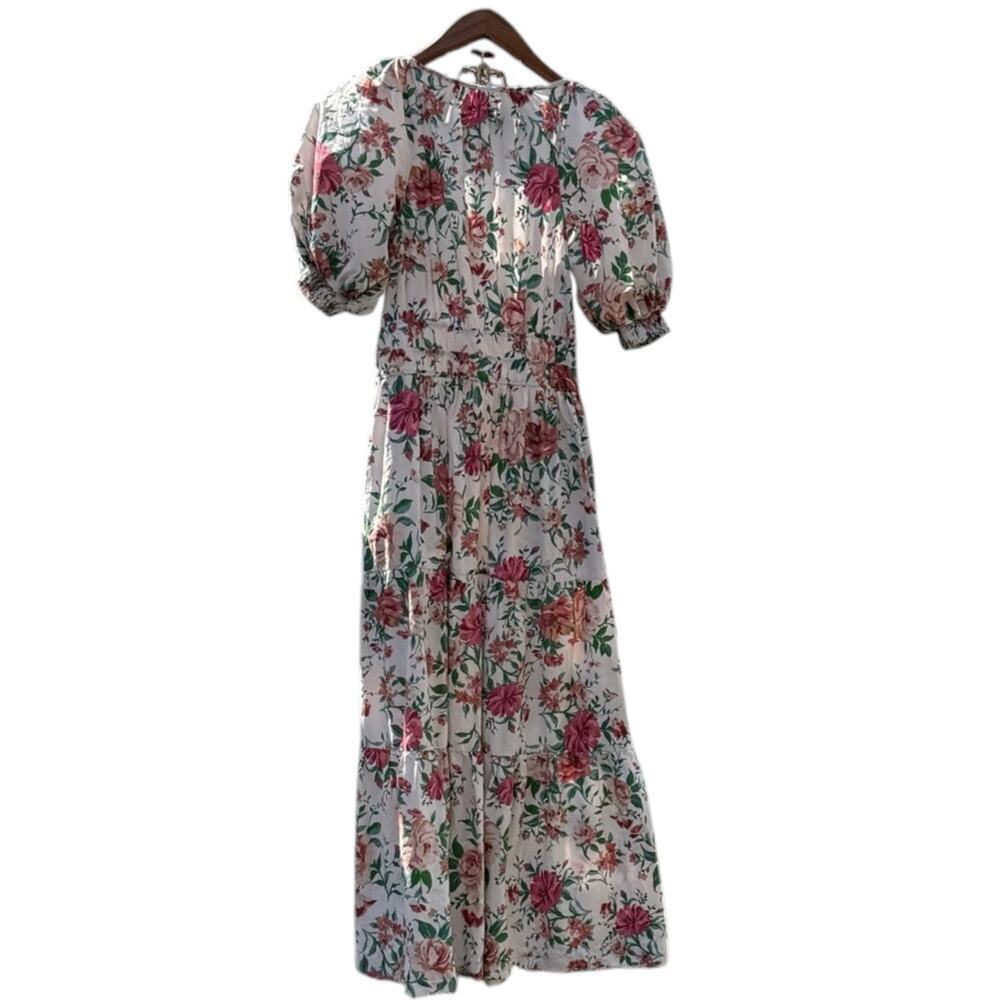 Anthropologie Somerset Floral Puff Sleeve Maxi Dress Small Smocked Cottagecore - Picture 4 of 11